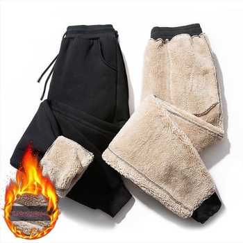 Koreai stílusú vastag fleece sportnadrág, egyenes szár, középmagas derék, húzózsinóros zárás