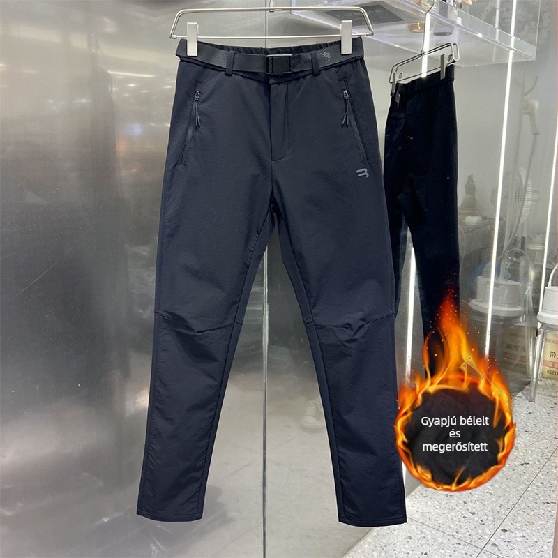 Férfi soft shell nadrág, szélálló és vízálló, slim-fit egyenes szabású, négy évszakos