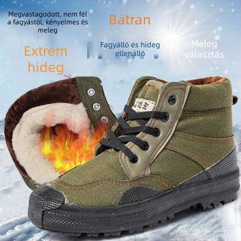 Férfi téli magasított vászon munkacipő – csúszásmentes, melegen tartó, pamut talpbetét