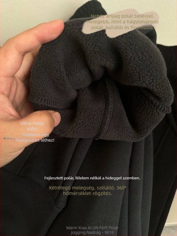 Nuan Xiaoai 9018 Férfi casual sportnadrág fleece-béléssel, őszi-téli vastag lamb fleece belsővel, prémium megjelenés