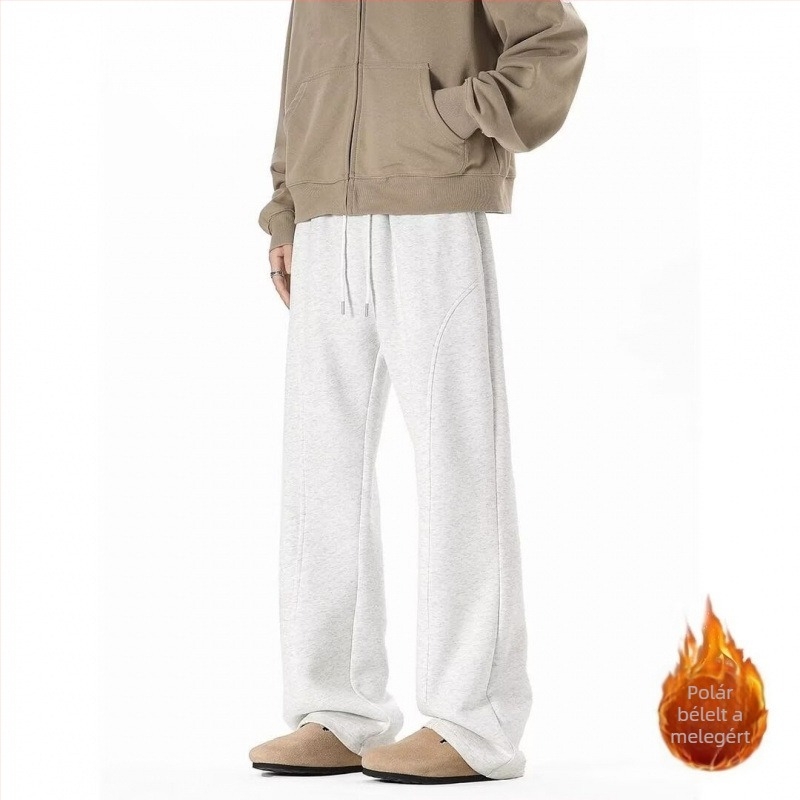 Tinédzser korosztály számára középmagasságú, egyenes szabású melegítőnadrág, mindennapi viselet téli 2025, keverék kémiai rostokból