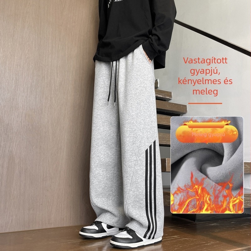 Tinédzser fiúk számára készült nadrág tavaszra, őszre és télre fleece-béléssel, vast, casual és trendi jogger melegítőnadrág középiskolásoknak.