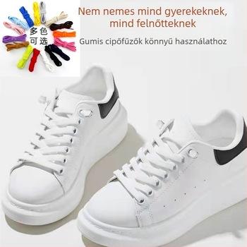 Unisex 8 mm szélességű, kötés nélküli cipőfűzők rugalmas csattal, dupla rétegű spandexből; mind a négy évszakhoz; alkalmas sportcipőkhöz, bőr cipőkhöz, csizmákhoz és hétköznapi lábbelikhez