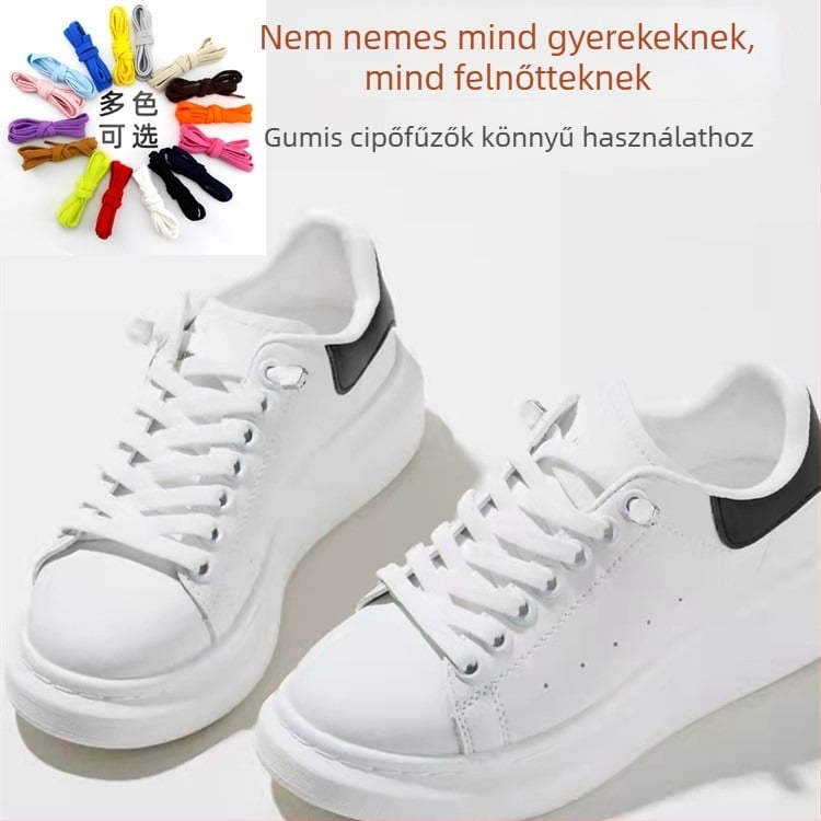 Unisex 8 mm szélességű, kötés nélküli cipőfűzők rugalmas csattal, dupla rétegű spandexből; mind a négy évszakhoz; alkalmas sportcipőkhöz, bőr cipőkhöz, csizmákhoz és hétköznapi lábbelikhez