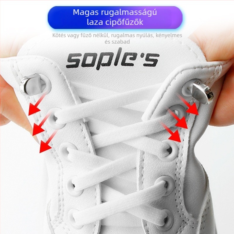 Unisex 8 mm szélességű, kötés nélküli cipőfűzők rugalmas csattal, dupla rétegű spandexből; mind a négy évszakhoz; alkalmas sportcipőkhöz, bőr cipőkhöz, csizmákhoz és hétköznapi lábbelikhez
