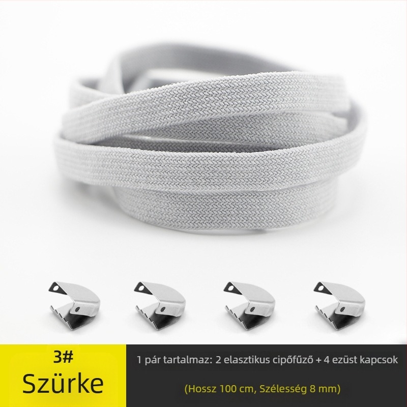 Unisex 8 mm szélességű, kötés nélküli cipőfűzők rugalmas csattal, dupla rétegű spandexből; mind a négy évszakhoz; alkalmas sportcipőkhöz, bőr cipőkhöz, csizmákhoz és hétköznapi lábbelikhez