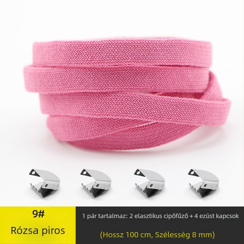 Unisex 8 mm szélességű, kötés nélküli cipőfűzők rugalmas csattal, dupla rétegű spandexből; mind a négy évszakhoz; alkalmas sportcipőkhöz, bőr cipőkhöz, csizmákhoz és hétköznapi lábbelikhez