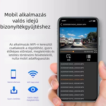 Mazda 3 Axela dash cam vezeték nélküli, 2160p, 170° látószög, előre-hátra rögzítés, Wi‑Fi, F1.8 rekesz, ablakra szerelés