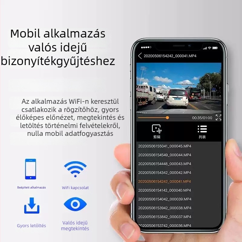 Mazda 3 Axela dash cam vezeték nélküli, 2160p, 170° látószög, előre-hátra rögzítés, Wi‑Fi, F1.8 rekesz, ablakra szerelés