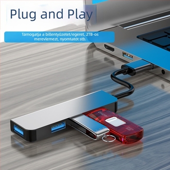 USB-C 4-portos dokkoló hub, gyors adatátvitel