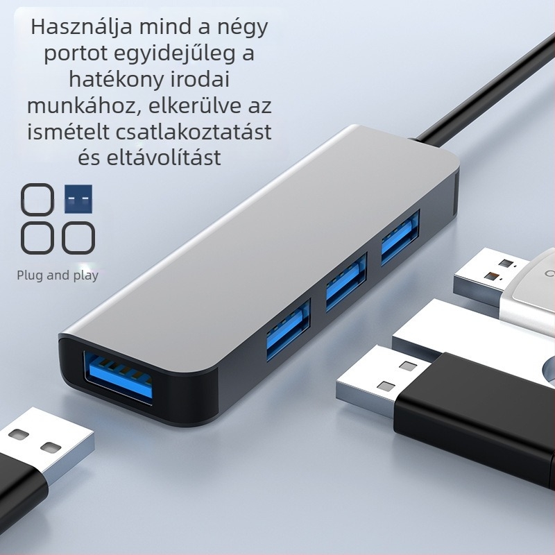 USB-C 4-portos dokkoló hub, gyors adatátvitel