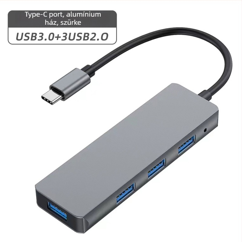 USB-C 4-portos dokkoló hub, gyors adatátvitel