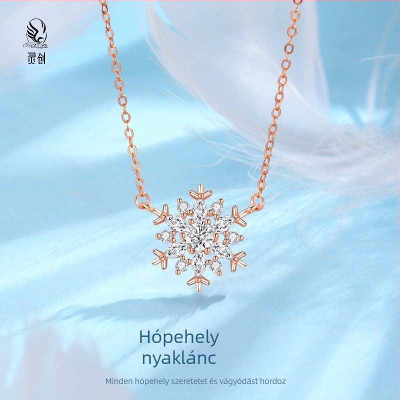 S925 ezüst – álom hópehely medálos nyaklánc, letisztult design, romantikus dekoltázs ékszer, ajándék barátnőnek