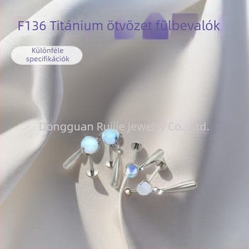 Holdkő csepp alakú fülbevalók F136 titánötvözetből, gyémántcsiszolt kristály