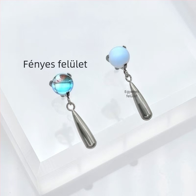 Holdkő csepp alakú fülbevalók F136 titánötvözetből, gyémántcsiszolt kristály