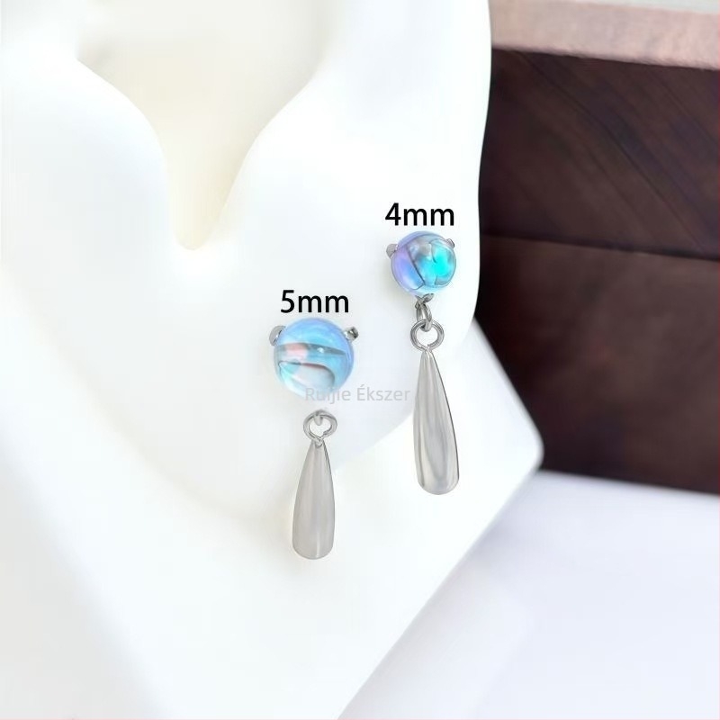 Holdkő csepp alakú fülbevalók F136 titánötvözetből, gyémántcsiszolt kristály