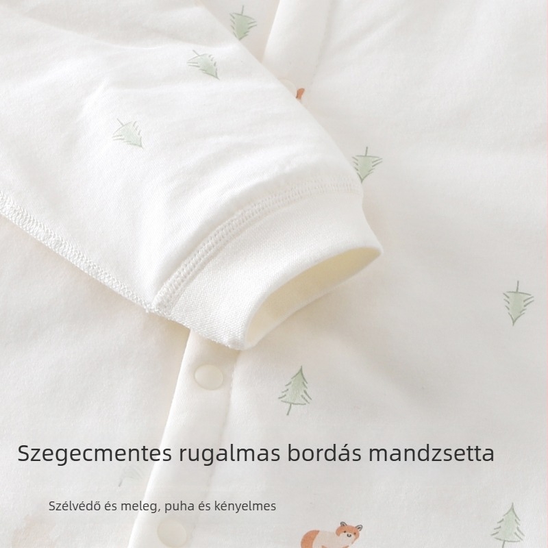 100% pamutból készült babaaroverál hosszú ujjú, elöl záródó, 1–3 éveseknek (80–100 cm), mindennapi stílus