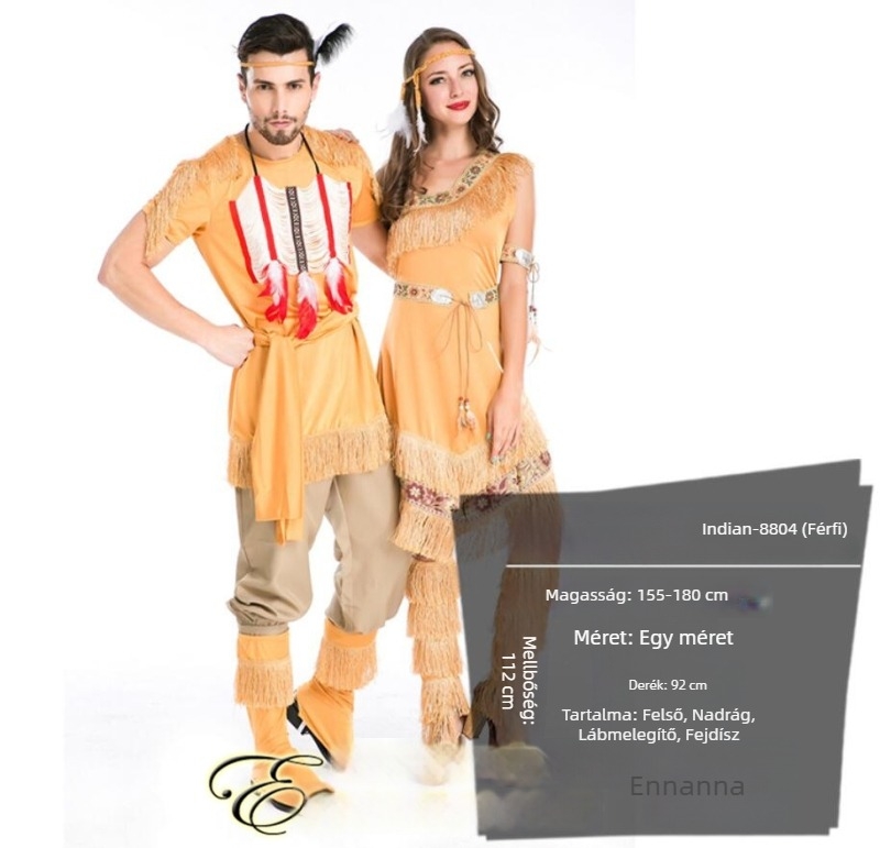 Női Halloween cosplay jelmez, észak-amerikai őslakos ihletésű, előadásra