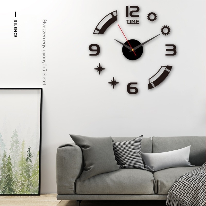 DIY luxus világító falióra hálószobába és nappaliba, egyszerű modern stílusú, elegáns