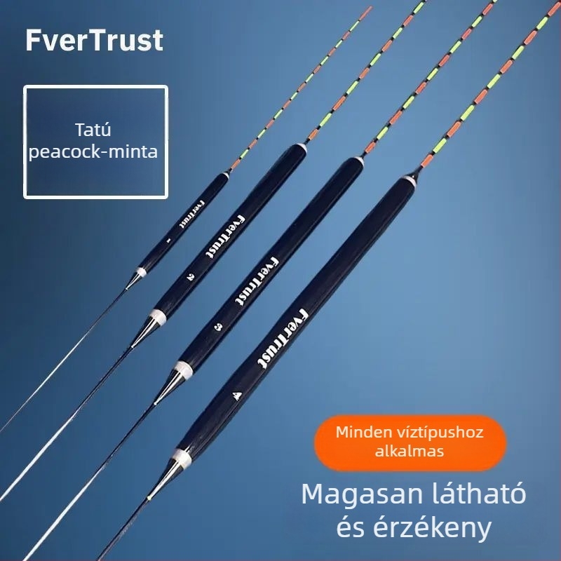 Függőleges sodrású horgászúszó — pávatoll anyaggal