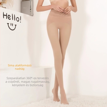 Női nylon harisnya vastag fleece béléssel, 1200D, Apple hip szabás, varratmentes sarok, egyszínű, ősz-tél