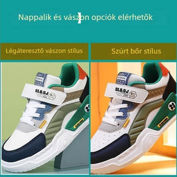 Fiu szánt futócipők szintetikus bőrből készült felsőrésszel, könnyűek, kopásállóak, rugalmas zárású, gumitalpú