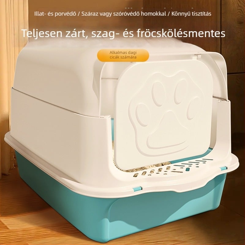 Macskaalomtálca, teljesen zárt kialakítású, csepp- és fröccsenésálló, szagmentes, PP anyag