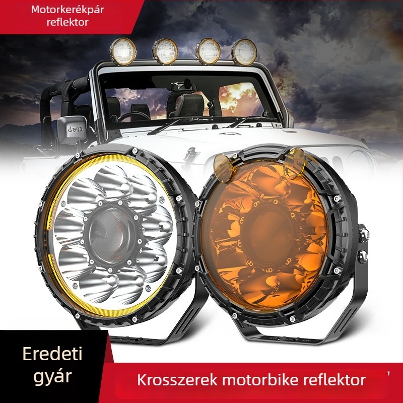 Harley-stílusú motorkerékpár fényszóró retro dizájnnal, levehető lámpaernyővel (12-80V, 60W, 4000lm, alumíniumtest, IP65)