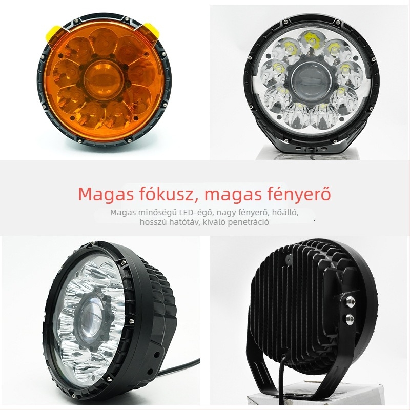 Harley-stílusú motorkerékpár fényszóró retro dizájnnal, levehető lámpaernyővel (12-80V, 60W, 4000lm, alumíniumtest, IP65)