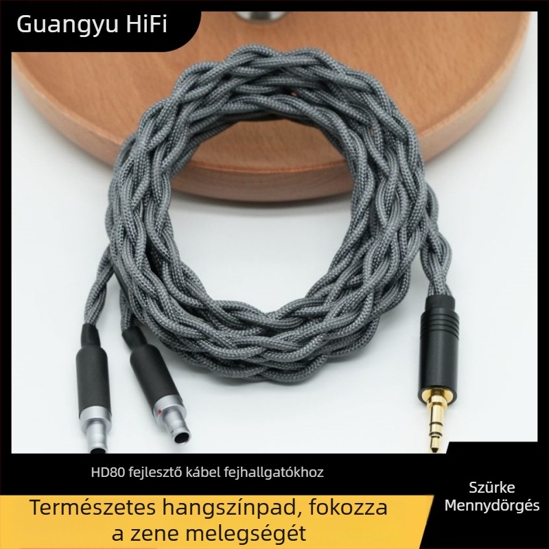 HD800 fejhallgató feljavító kábel - 4 szálas, 7N monokristályos réz huzal, dupla 3,5 mm-es audio csatlakozó