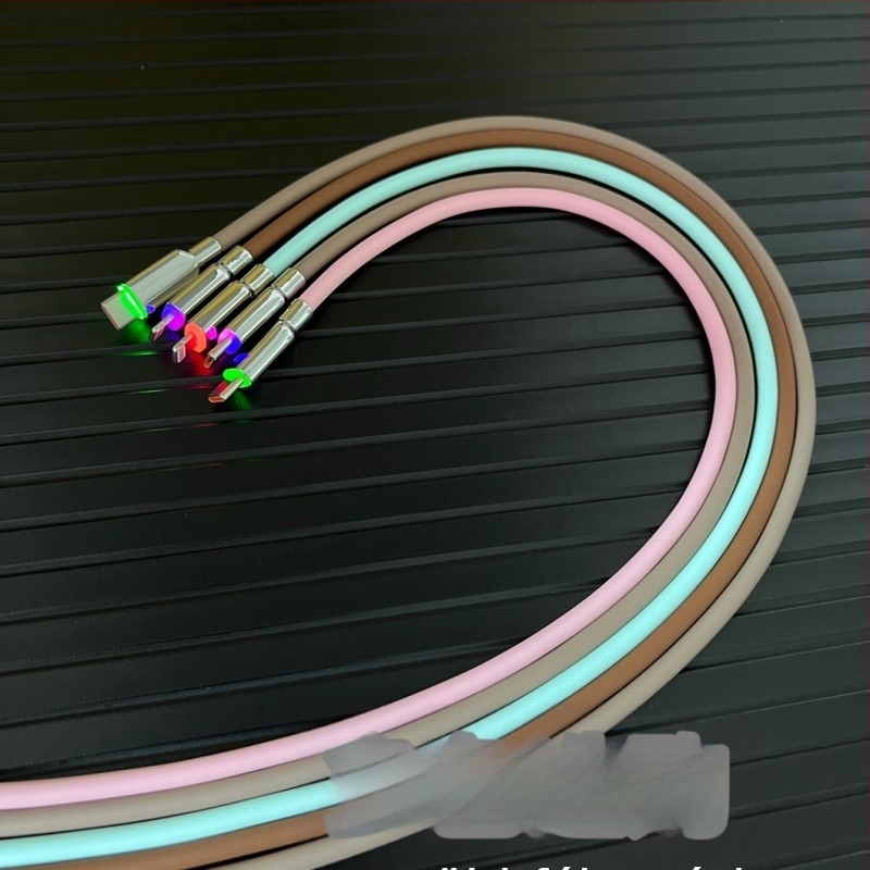 RGB világító 5,0 mm folyékony szilikon adatkábel, 100W gyorstöltés, kompatibil Huawei és iPhone 15/16