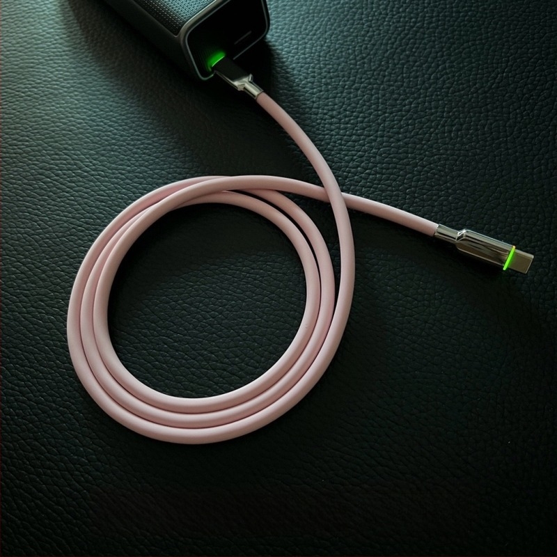 RGB világító 5,0 mm folyékony szilikon adatkábel, 100W gyorstöltés, kompatibil Huawei és iPhone 15/16