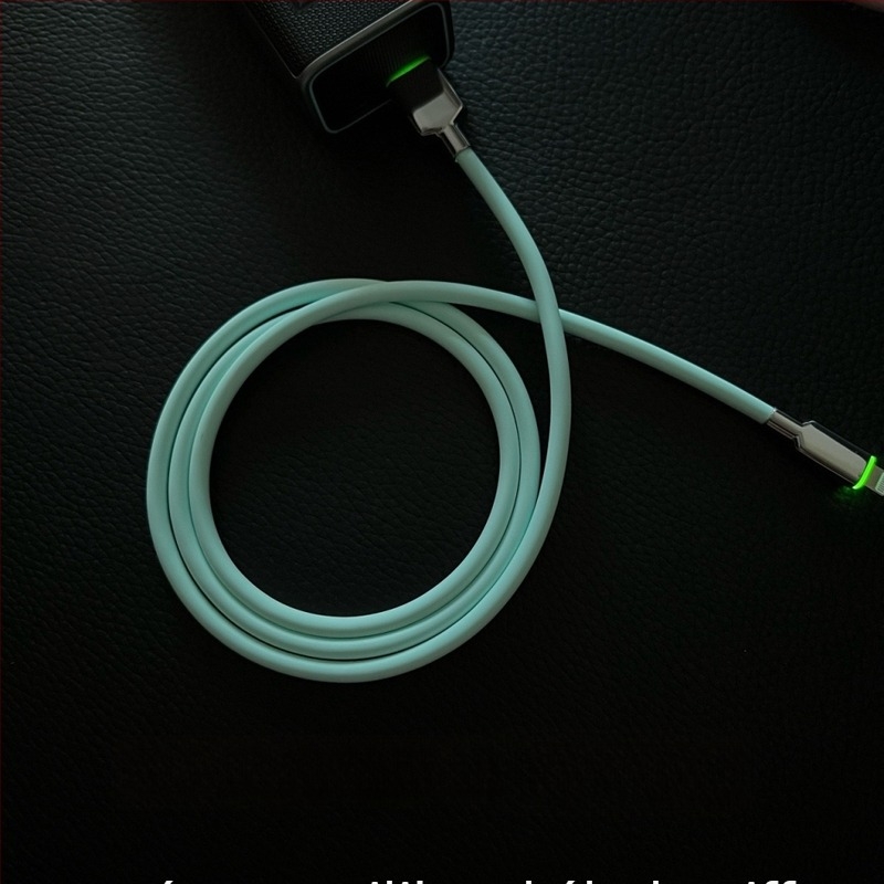 RGB világító 5,0 mm folyékony szilikon adatkábel, 100W gyorstöltés, kompatibil Huawei és iPhone 15/16