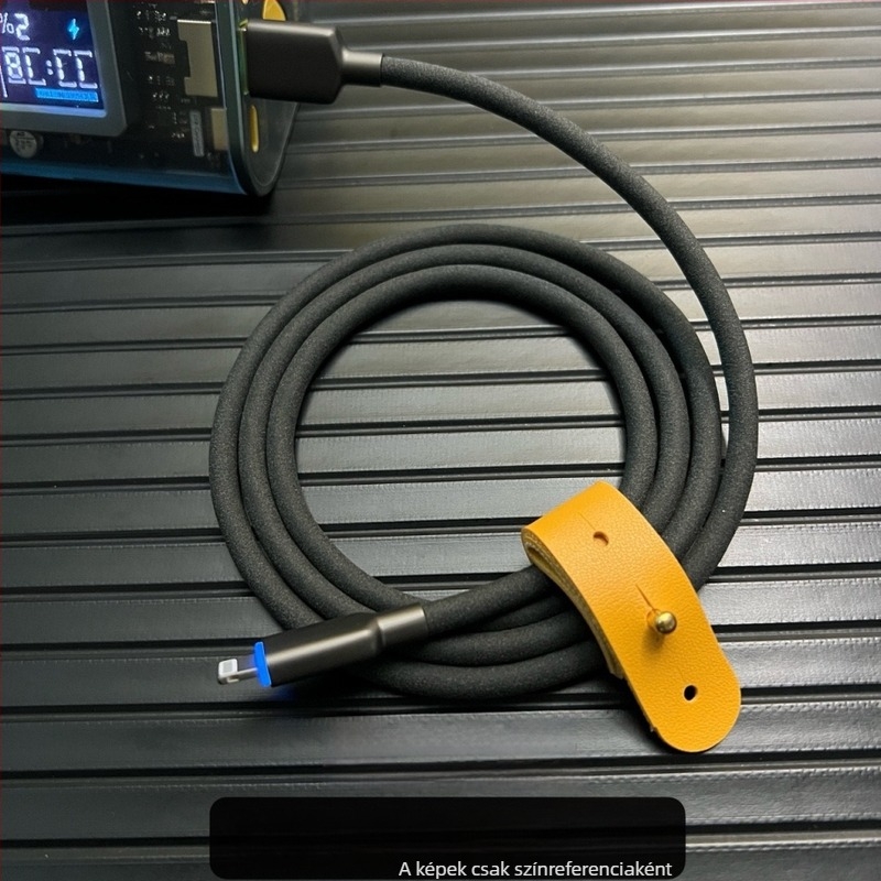 RGB‑világított matt folyékony szilikon adatkábel, 100W gyorstöltés, Huawei, Oppo és Apple iPhone 15/16‑hoz