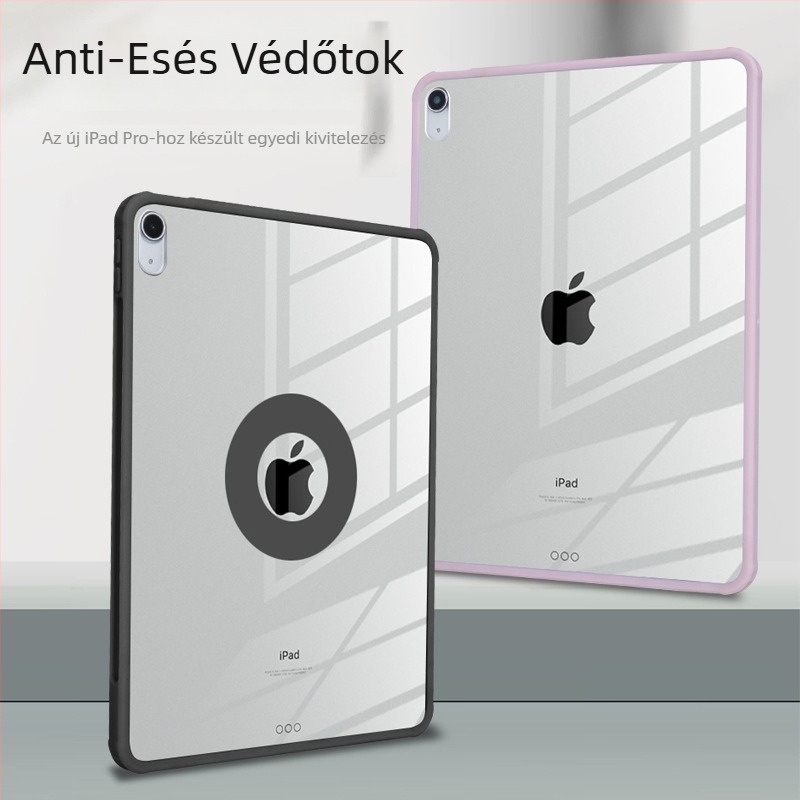 Átlátszó PC tablet tok iPadhez (2024 Air 10.9, Pro 11, 10.2) – matt felület, mágneses zár, ütésálló védelem