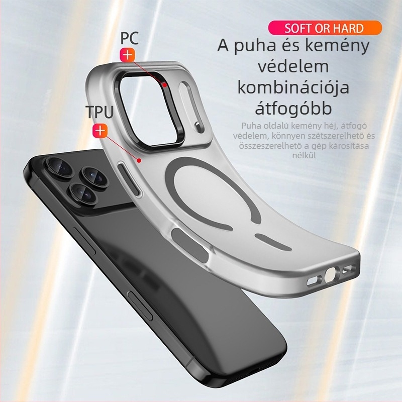 Új iPhone 17 tok, ütésálló, matt tapintású, mágneses rögzítés, iPhone 16 Pro és 17 Pro Max készülékekhez