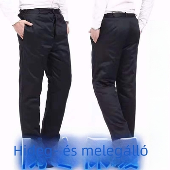 Férfi téli kabát és nadrágszett műbőrből, vastag tömés, selyem-pamut töltet, tél 2025