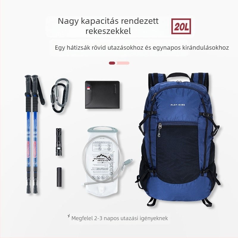 PlayKing Hegymászó hátizsák – ultrakönnyű nylon, uniszex, bővíthető kapacitás, csökkenti a terhelést, kompakt tárolás