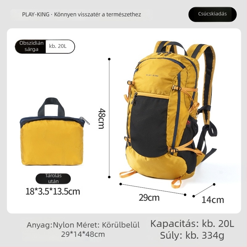 PlayKing Hegymászó hátizsák – ultrakönnyű nylon, uniszex, bővíthető kapacitás, csökkenti a terhelést, kompakt tárolás