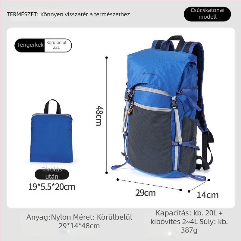 PlayKing Hegymászó hátizsák – ultrakönnyű nylon, uniszex, bővíthető kapacitás, csökkenti a terhelést, kompakt tárolás