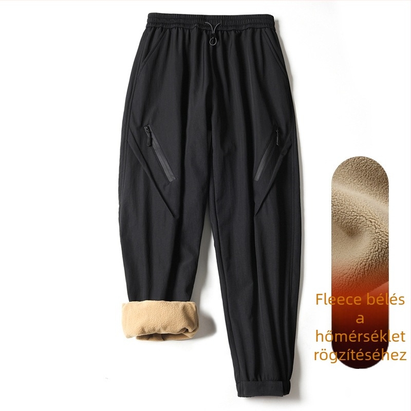Férfi Softshell nadrág fleece-béléssel, ősz-téli időszakra, szél- és vízálló, kopásálló, mandzsettás szárú