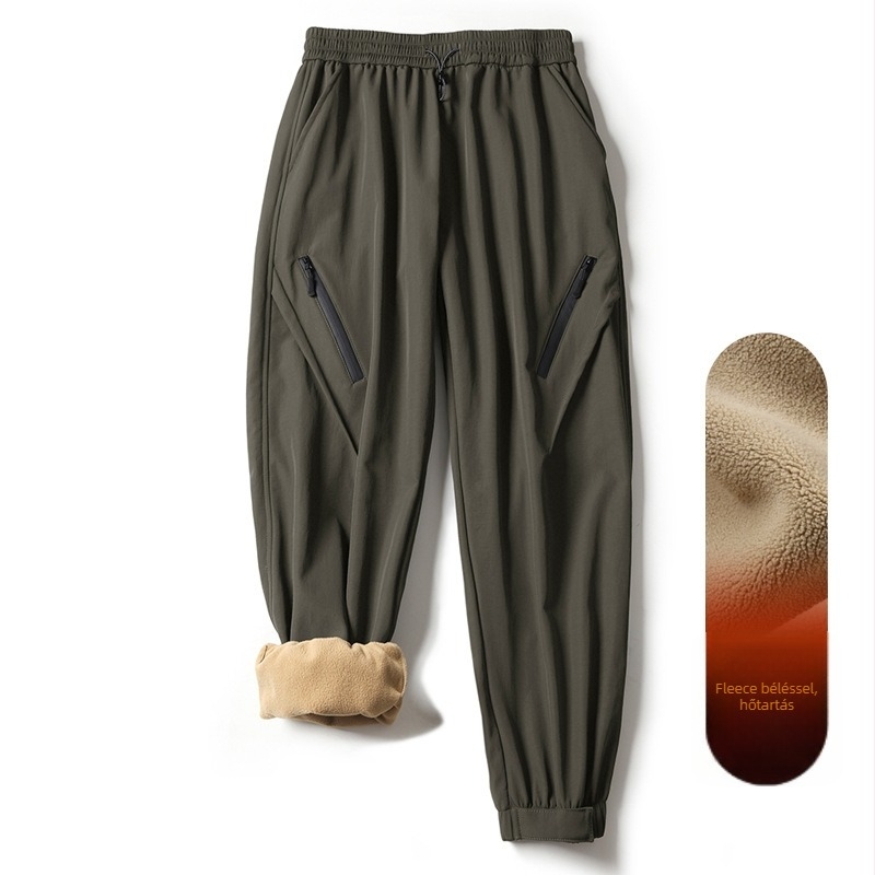 Férfi Softshell nadrág fleece-béléssel, ősz-téli időszakra, szél- és vízálló, kopásálló, mandzsettás szárú