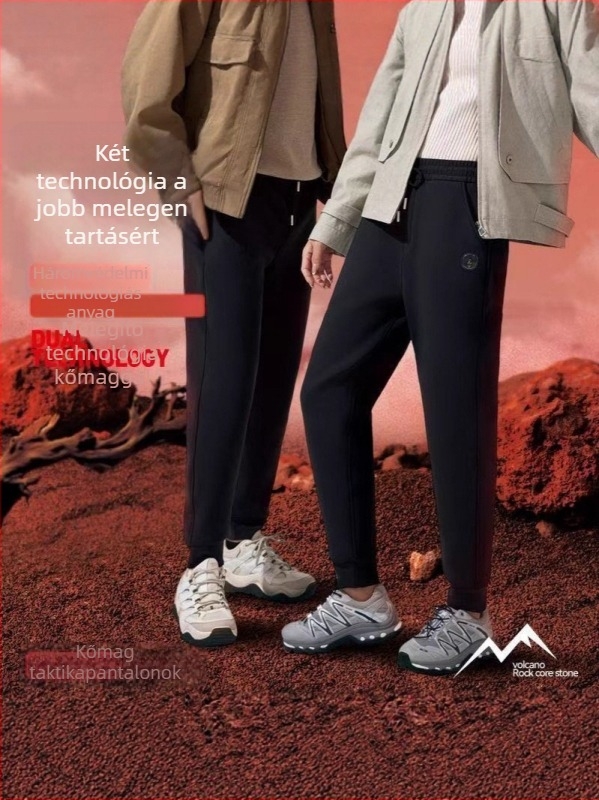 Férfi téli casual nadrág, szél- és vízálló, fleece-béléssel, magas elastikusság, hőmérséklet-megtartó melegítés