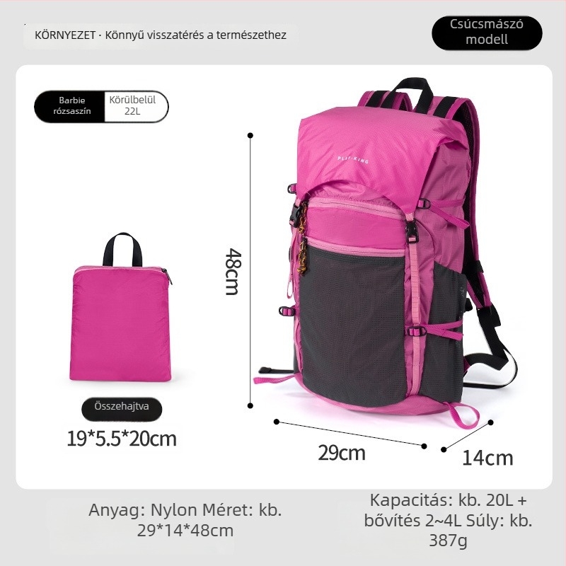 Kiránduló hátizsák – ultra könnyű, vízálló, nagy kapacitású, uniszex, nylon