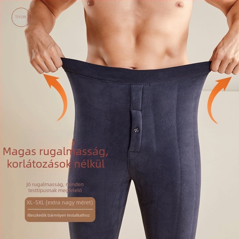 Férfiaknak szánt gyapjúból készült termikus nadrág fleece béléssel, extra vastag, térdvédő, magas rugalmasság