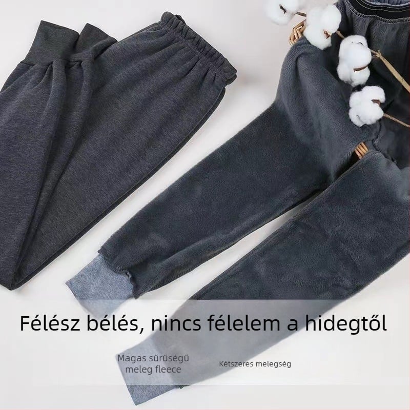 Férfi meleg nadrág fleece béléssel — szűk szabás, 100% poliészter, vast anyag 201–250 g/m²