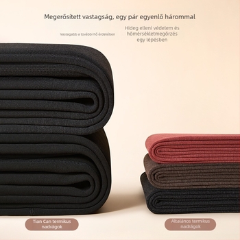 Uniszex gyapjú termosz nadrág fleece-belsővel, dupla réteg, extra vastag, térdvédő