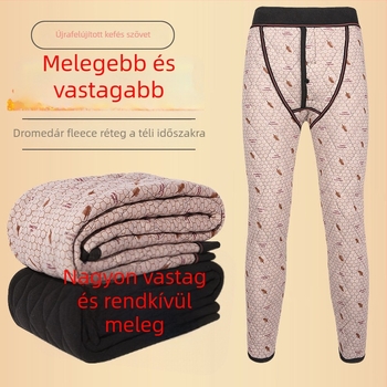 Férfiak számára vastag téli nadrág poliszter anyagból fleece béléssel, magas derekú, laza szabású