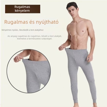 Férfiak számára 100% pamut termikus nadrág, őszi-téli alapréteg, varrat nélküli, közepes súlyú 181–200 g/m²