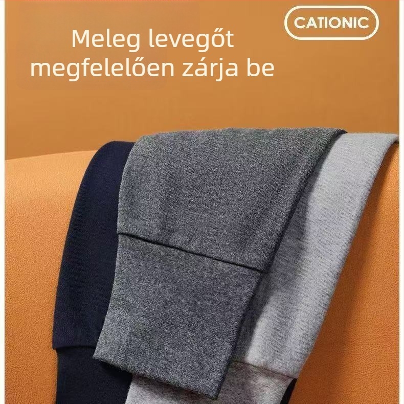 Férfiak számára 100% pamut termikus nadrág, őszi-téli alapréteg, varrat nélküli, közepes súlyú 181–200 g/m²